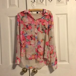 Seethrough floral forever 21 peasant shirt